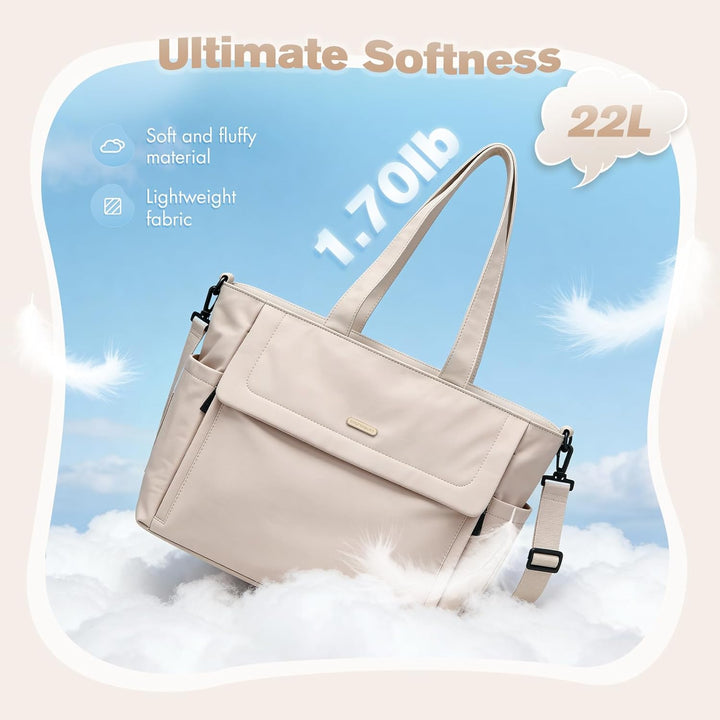 22L Puffer Wickeltasche, Lässige Umhängetasche für Mütter, Geräumige Shopper für Unterwegs, Apricot