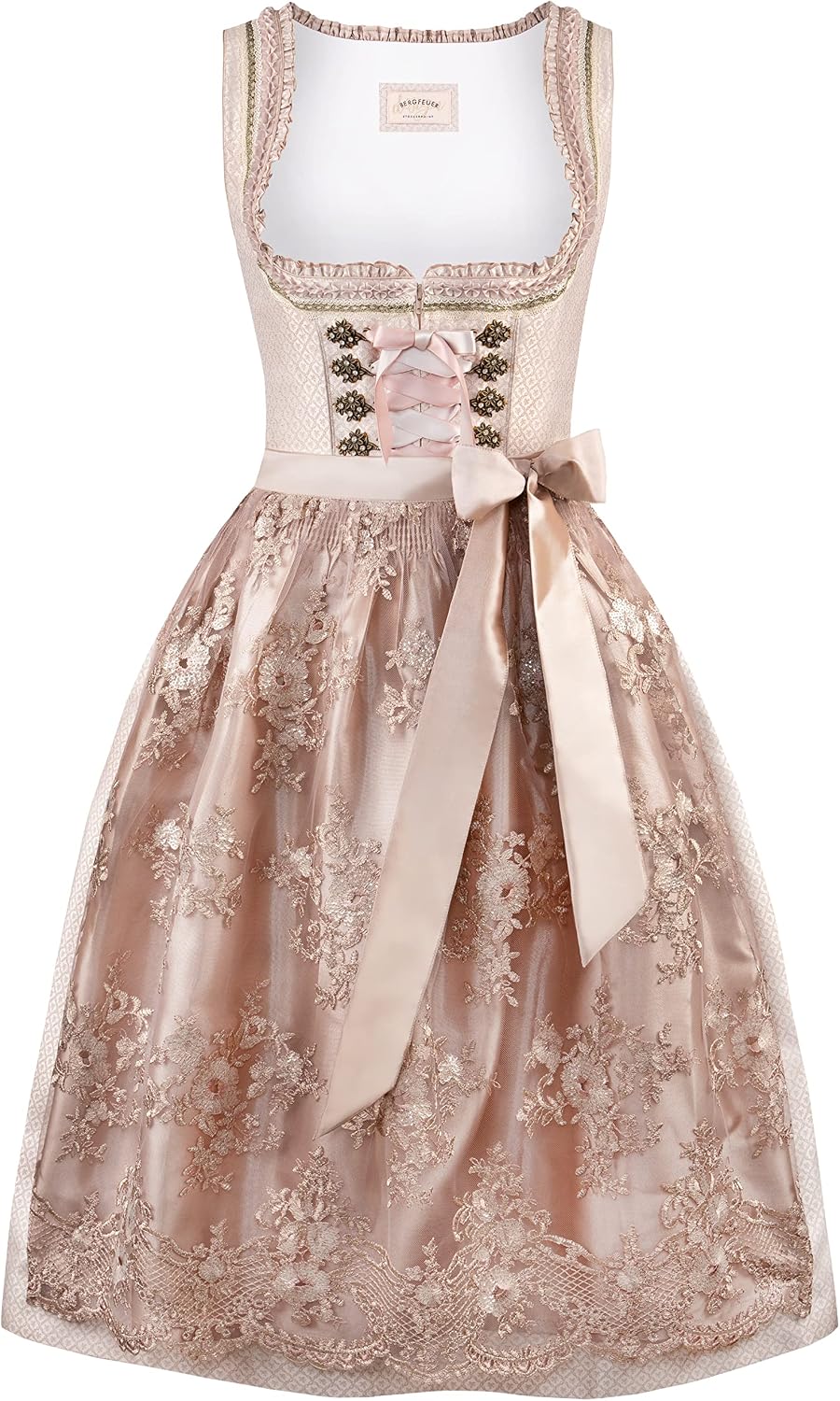 Stockerpoint Damen Dirndl Loretta Kleid für besondere Anlässe 46 Taupe, 46 Taupe