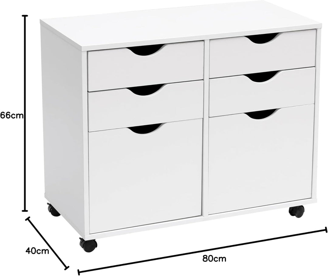 MMT Aufbewahrungsschrank, weiss, 4 Schubladen, Podest, 2 Schrank, mobiler Aktenschrank, Make-up-Aufb