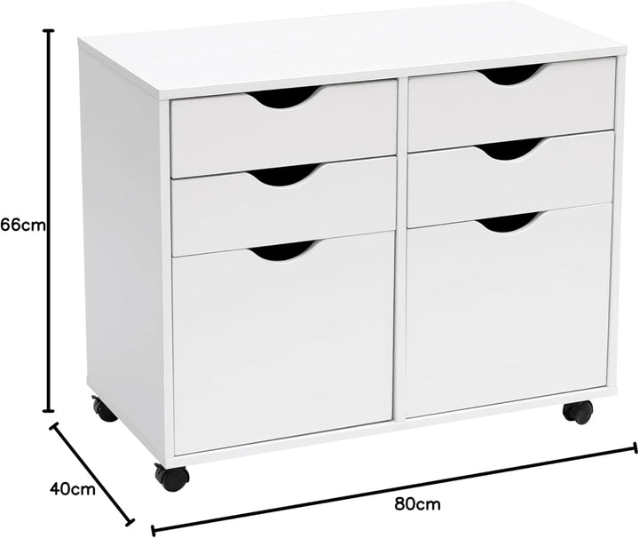 MMT Aufbewahrungsschrank, weiss, 4 Schubladen, Podest, 2 Schrank, mobiler Aktenschrank, Make-up-Aufb