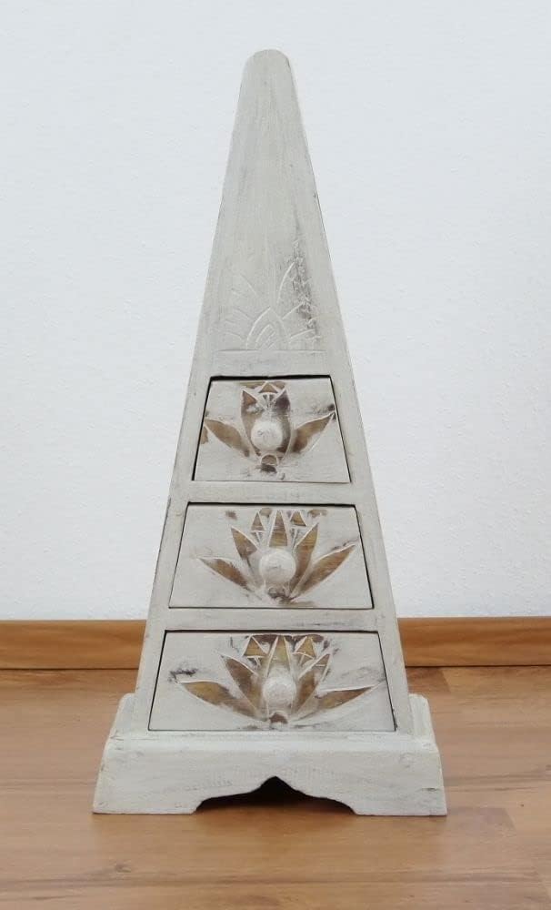 livasia Pyramiden Kommode, Schubladenkommode, Schubladenschränkchen, Schmuckschränkchen (weiss)
