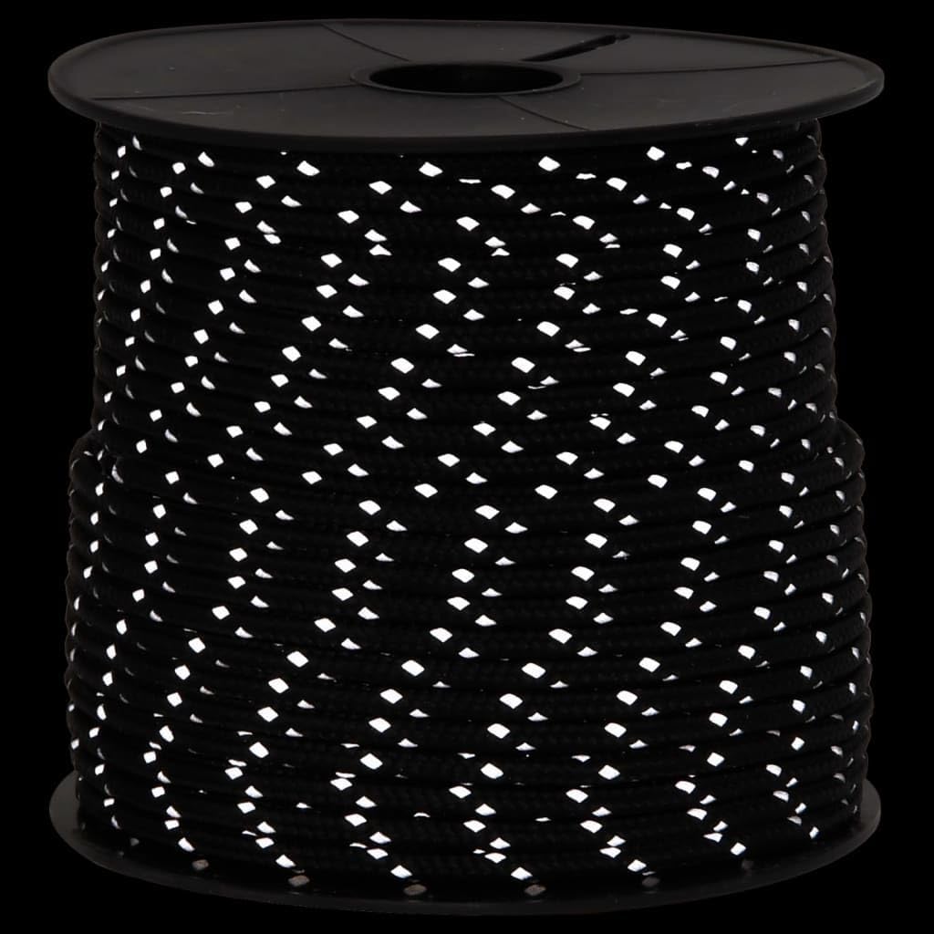 vidaXL Zeltleine Reflektierend mit Seilspannern 50 m 4 mm Schwarz 4 mm, Schwarz 4 mm