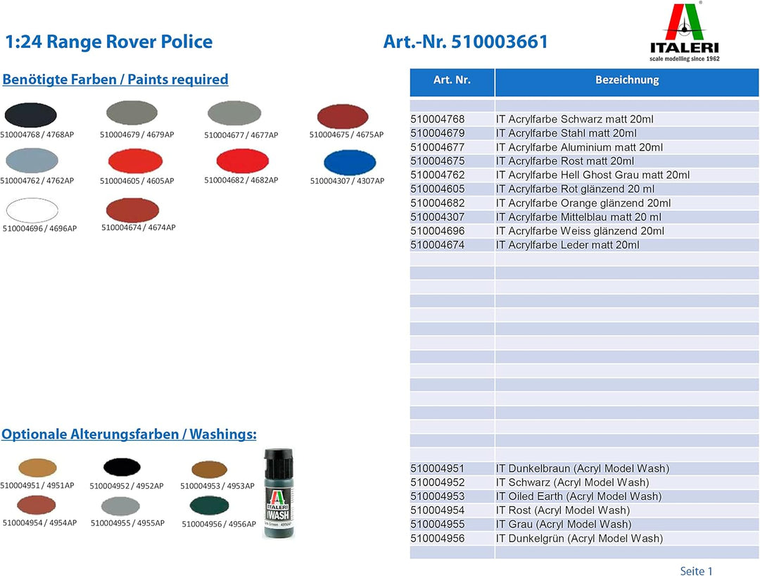 ITALERI 3661S - 1:24 Range Rover Police , Modellbau, Bausatz, Standmodellbau, Basteln, Hobby, Kleben