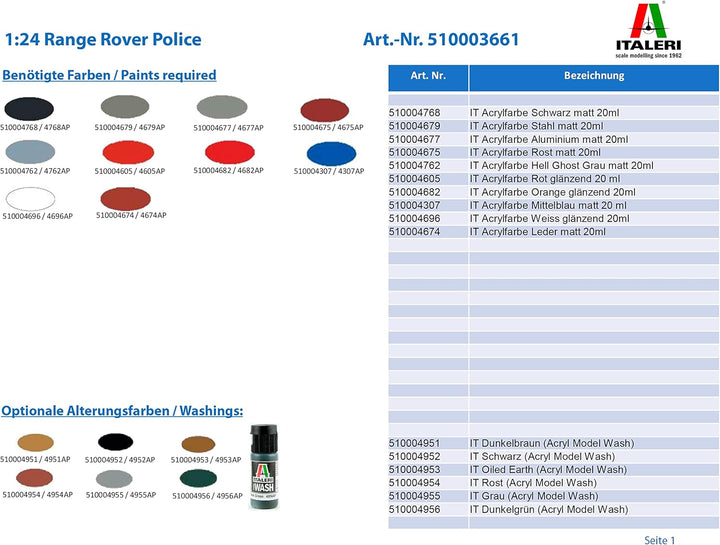 ITALERI 3661S - 1:24 Range Rover Police , Modellbau, Bausatz, Standmodellbau, Basteln, Hobby, Kleben