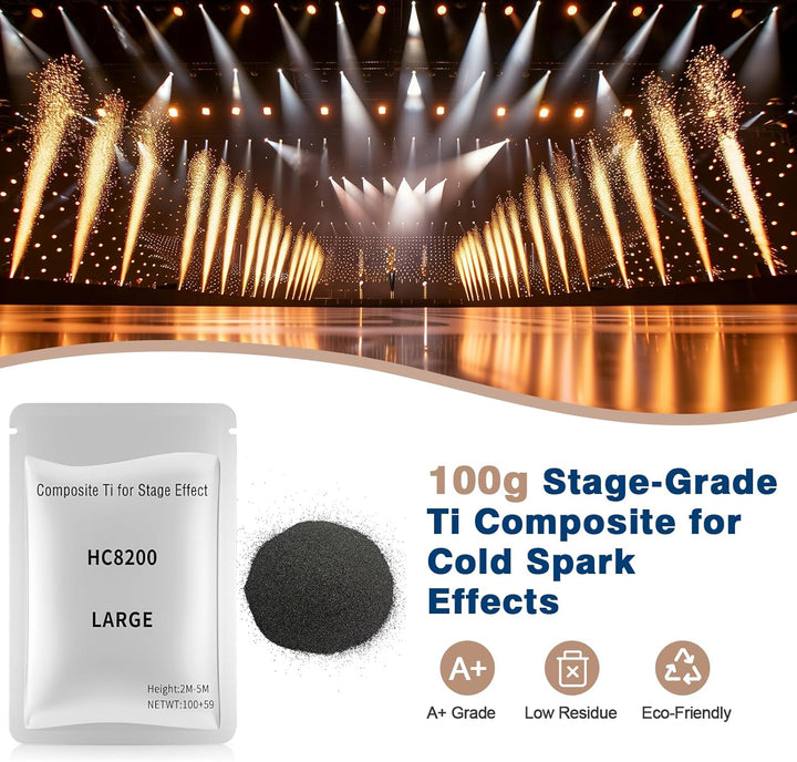 8 Stück FODEXAZY Professionelle Bühne Effekt Maschine Pulver, Composite Titanium Powder (100g) Seale