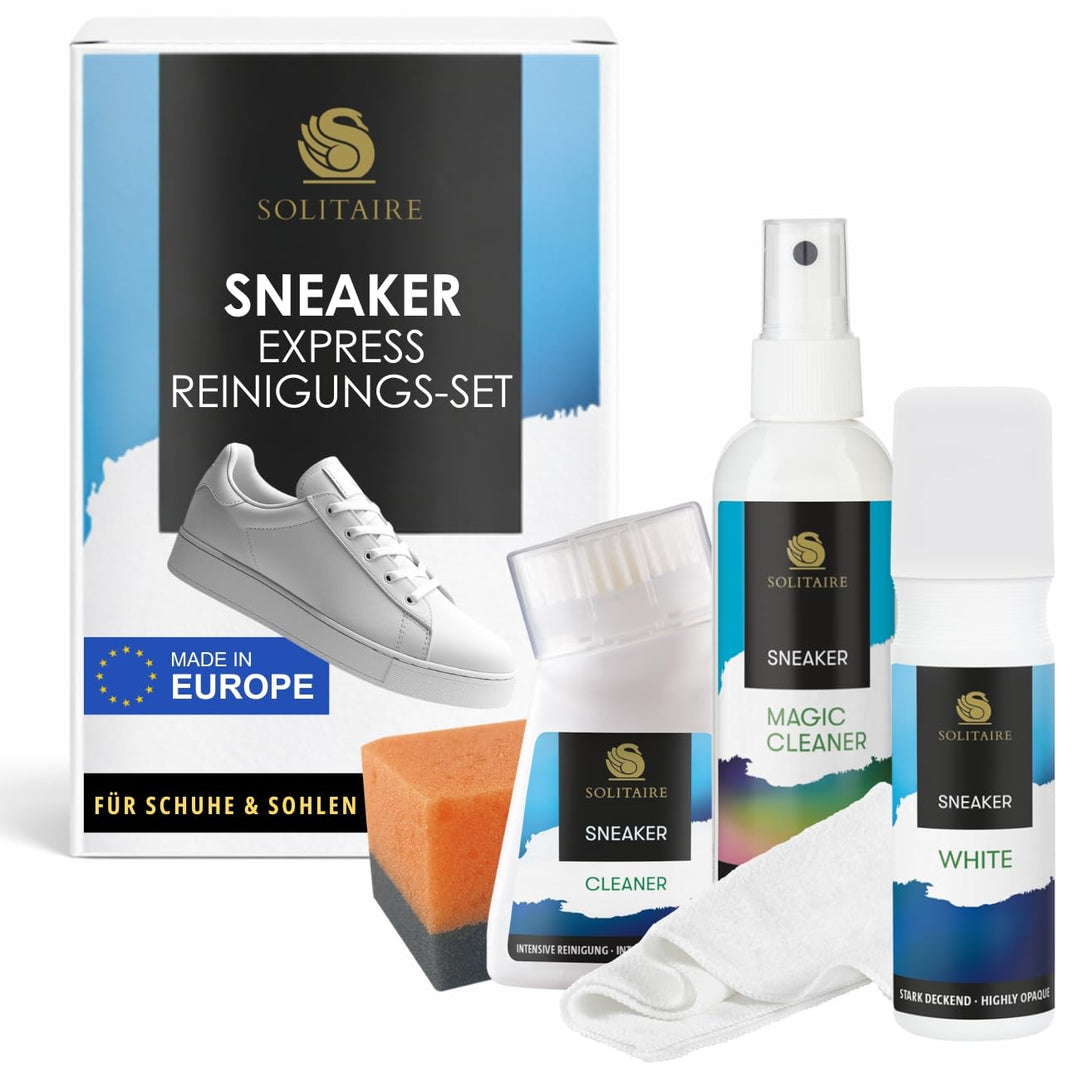 SOLITAIRE Premium Sneaker White Set | für strahlend weisse Sneaker | inkl. Intensiv-Reiniger, Midsol