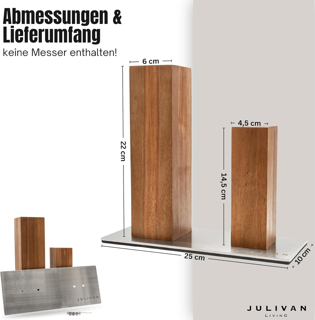 JULIVAN LIVING Magnetischer Messerblock ohne Messer, für 8 Küchenmesser, Messerhalter magnetisch aus