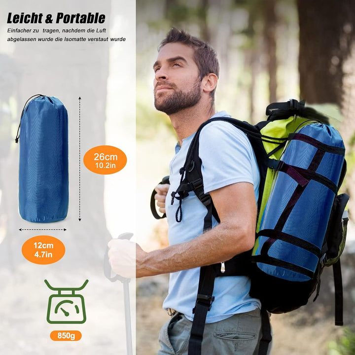 CALIYO Isomatte Camping 2Pcs – Verdickte Luftmatratze mit FusspressPumpe, Ultraleicht &amp; Wasserdicht