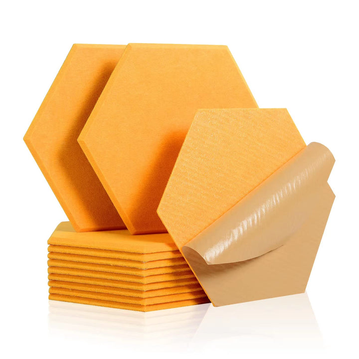Rdutuok 12 Stück Selbstklebend Akustik Panel,30x26x1cm Hexagon Akustik Absorber Schallschutzplatten