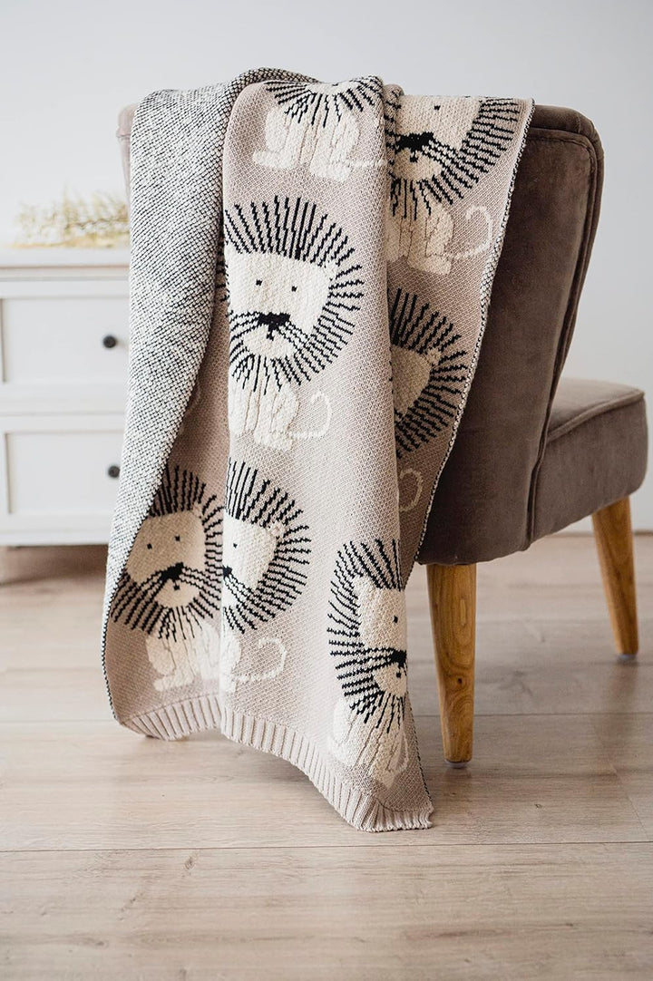 KAISER 65211 LION Babydecke Strick 100% Bio Baumwolle (kbA), atmungsaktive Babydecke, Ganzjährig, Ne