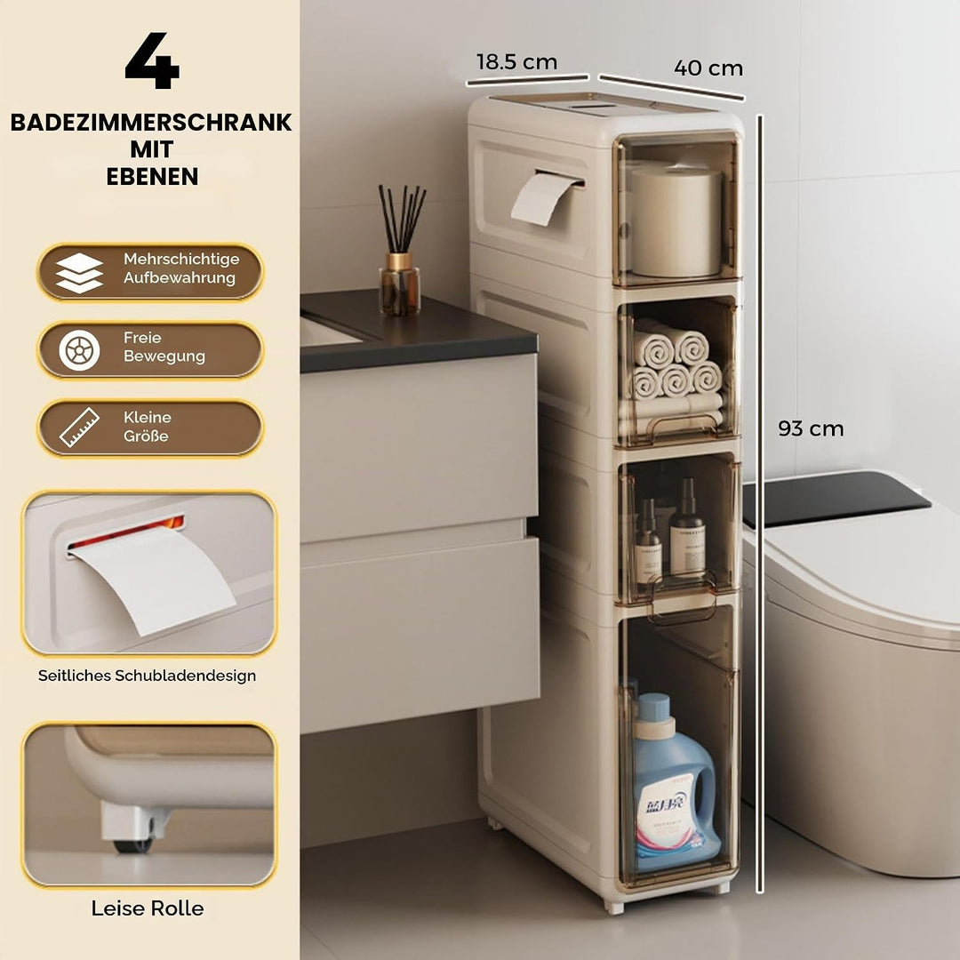 MAGIC SELECT Badezimmer-Organizer. Zusätzlicher Aufbewahrungsschrank mit Rollen für Enge Räume. Beis