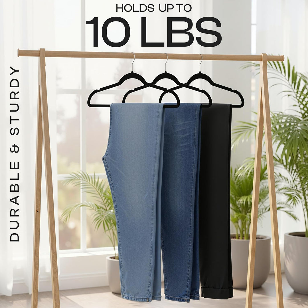 Utopia Home Premium Samt Kleiderbügel 50er Pack - rutschfeste & langlebige Kleiderbügel - Schwarze K