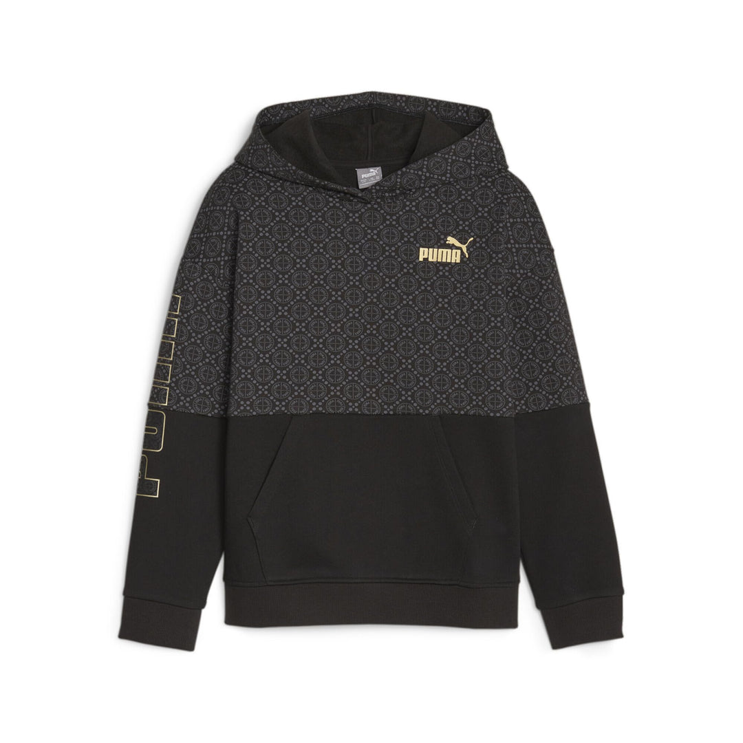 PUMA Mädchen Power Logo Love Colorblock Hoodie G Schweiss 128 Puma Schwarz, 128 Puma Schwarz