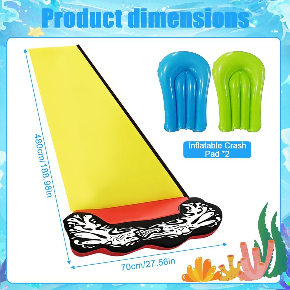 480*70CM Wasserrutsche Garten Für Kinder, Wasserrutsche Outdoor Sommer Rasen Mit 2 Bodyboards, Singl