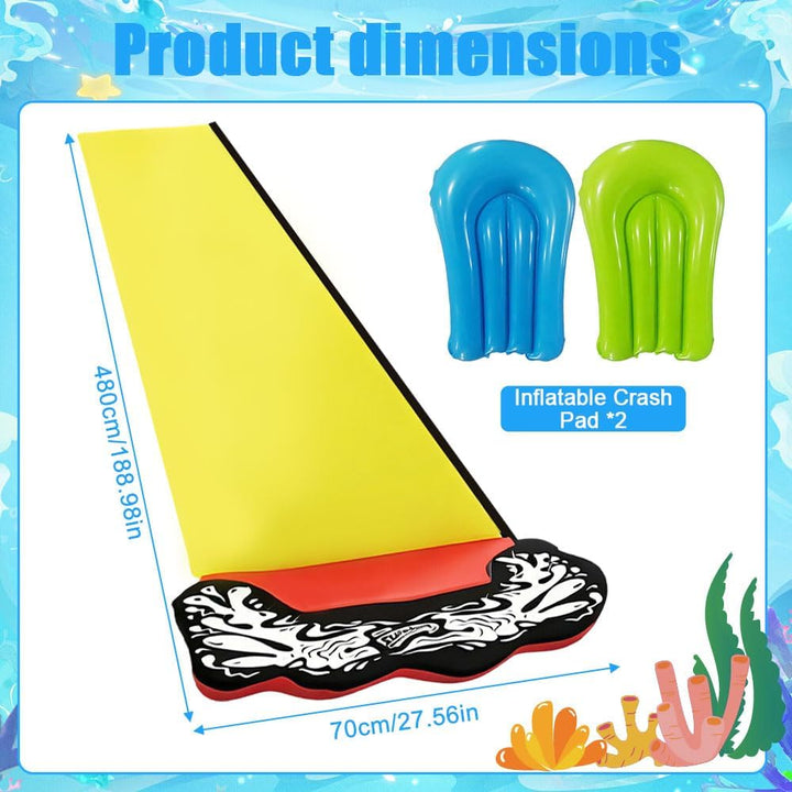 480*70CM Wasserrutsche Garten Für Kinder, Wasserrutsche Outdoor Sommer Rasen Mit 2 Bodyboards, Singl