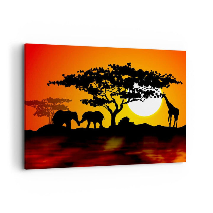 Bilder auf Leinwand 100x70cm Leinwandbild Tiere Safari Savanne Giraffe Gross Wanddeko Bild Schlafzim