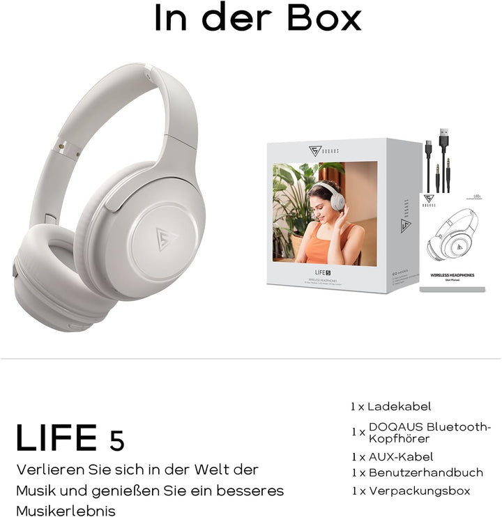 DOQAUS Bluetooth Kopfhörer Over Ear, 70 Stunden Spielzeit,Kopfhörer Kabellos Bluetooth mit 3 EQ-Modi
