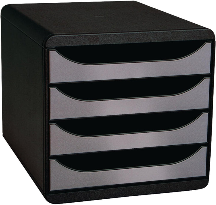 Exacompta 310438D Premium Ablagebox mit 4 Schubladen für DIN A4+ Dokumente. Belastbare Schubladenbox