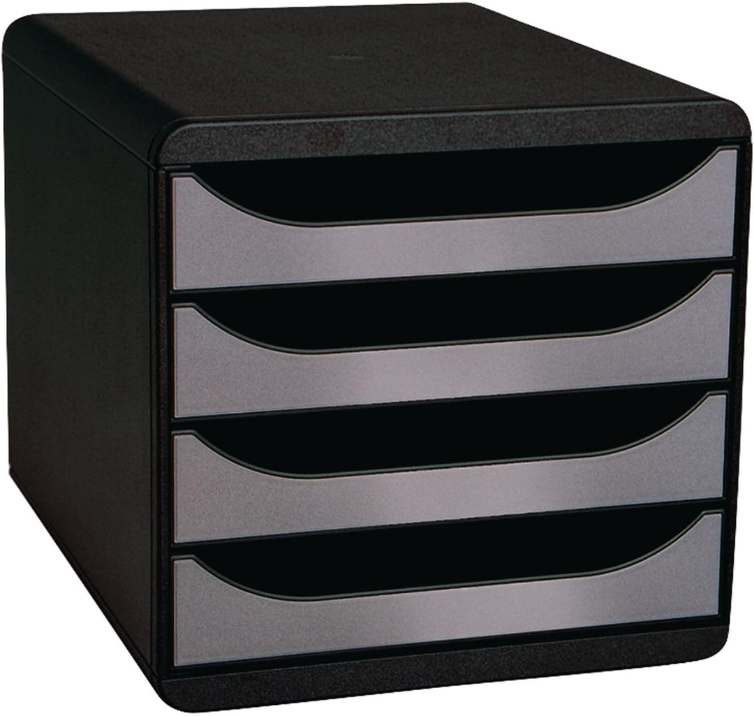 Exacompta 310438D Premium Ablagebox mit 4 Schubladen für DIN A4+ Dokumente. Belastbare Schubladenbox
