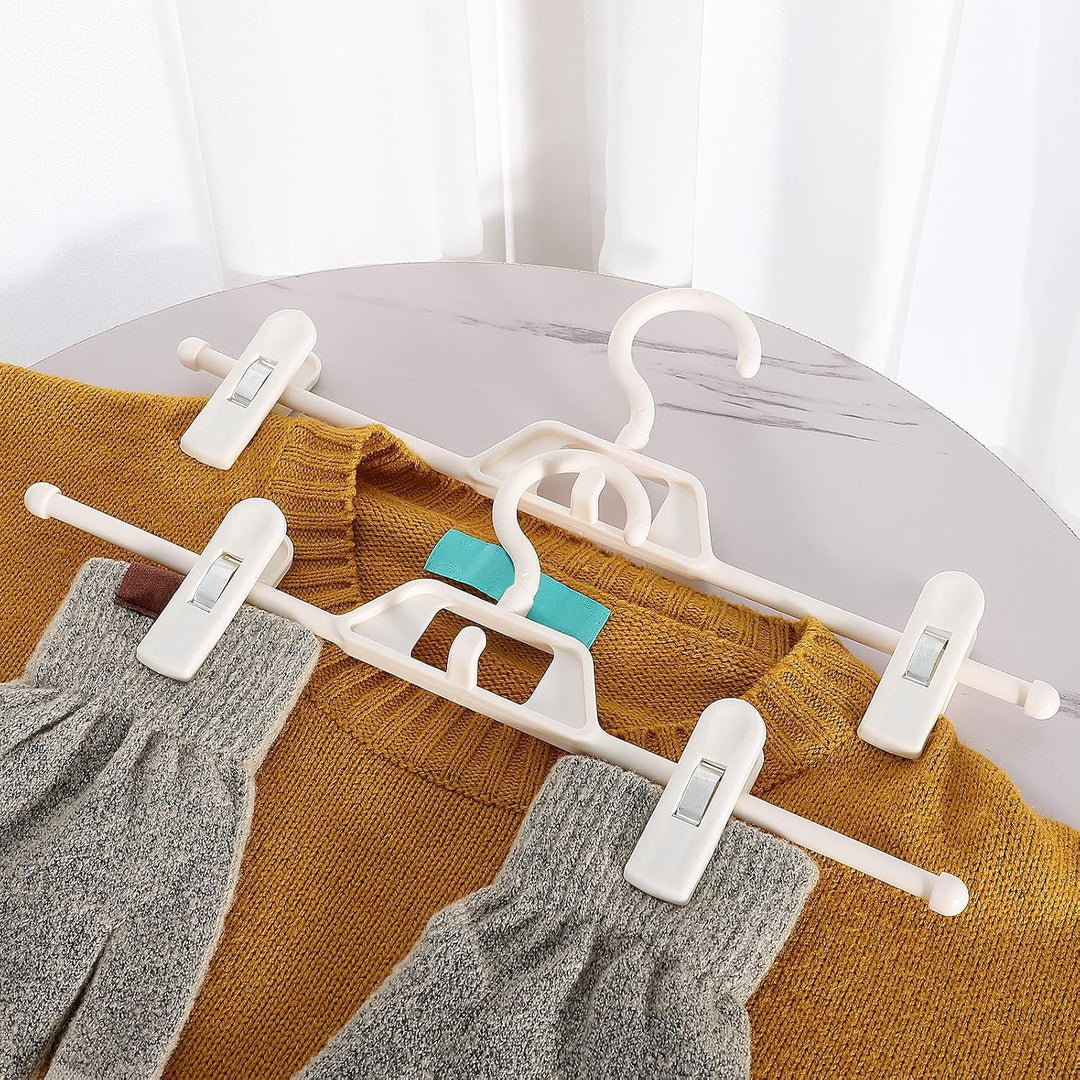 Hosenbügel Hosenspanner 34 cm,10 Stück Kleiderbügel Kunststoff, rutschfeste und Verstellbare Klammer