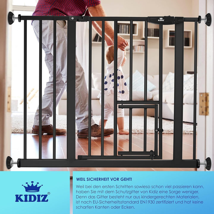 KIDIZ® Türschutzgitter Absperrgitter Treppengitter Kindergitter | mit Türe für Hunde und Katzen, Hau