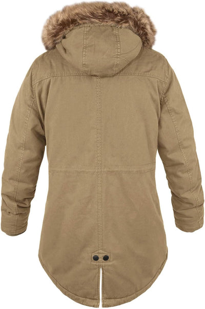 bw-online-shop Ladies Fishtail Winterparka mit Teddyfutter Parka Jacke Wintermantel S Camel, S Camel