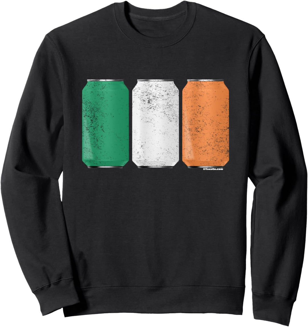 Cool Graphic Beer Cans Ireland Flag Sweatshirt