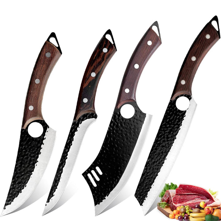 4 Stücke Kochmesser Set, Küchenmesser, Handgeschmiedet Chefmesser, Perfekt zum Schneiden Messer, Ser