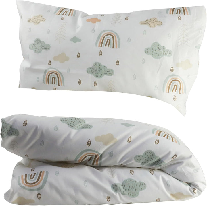 Wendbare Babybettwäsche-Sets (60 x 120 cm), 100 % Baumwolle, bestehend aus Bettbezug und Kissenbezug