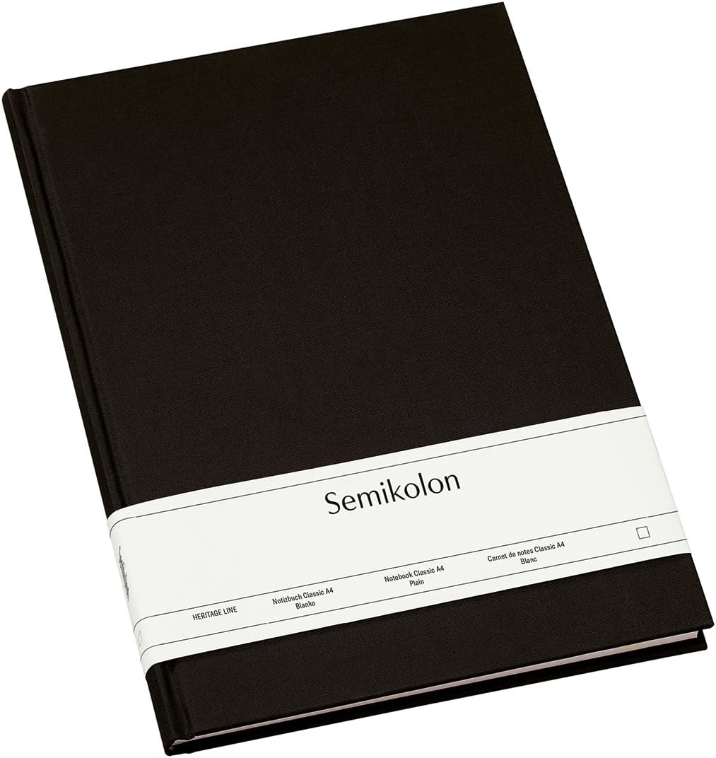 Semikolon 351236 Notizbuch Classic A4 blanko - 176 Seiten, cremeweisses Papier - Lesezeichen - black