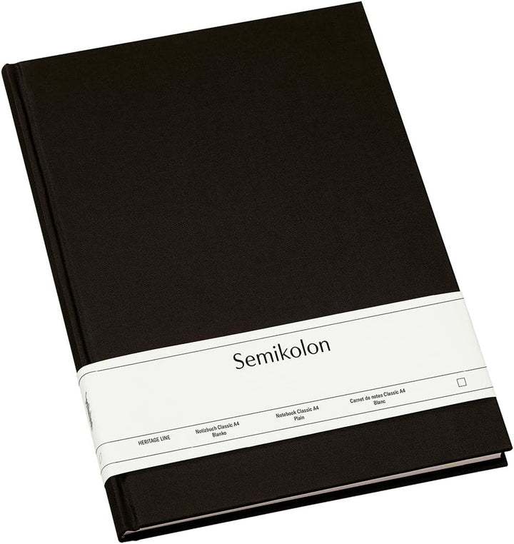 Semikolon 351236 Notizbuch Classic A4 blanko - 176 Seiten, cremeweisses Papier - Lesezeichen - black