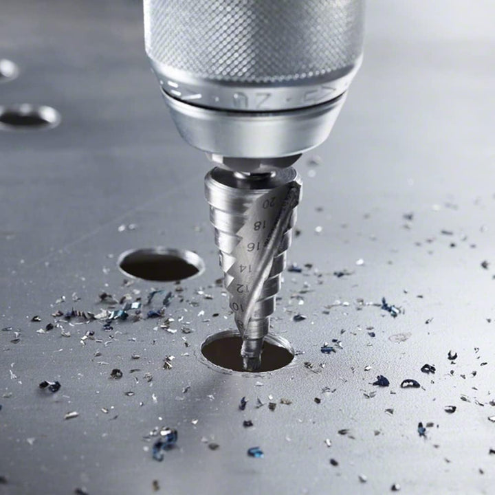 Bosch Professional Stufenbohrer HSS mit 1/4"-Sechskantschaft (Ø 4-20 mm, 9 Stufen, Zubehör für Bohrm