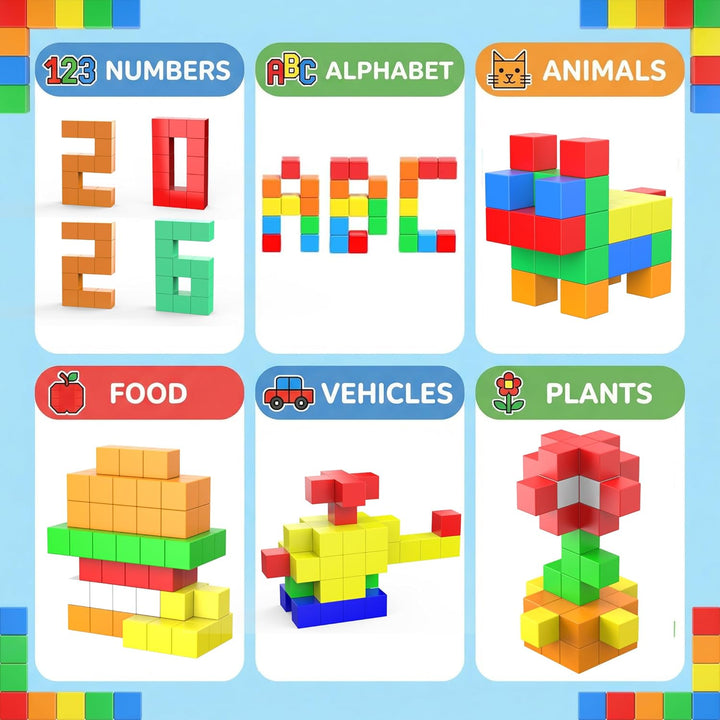 ASOK 48PCS Grosse Magnetwürfel Geschenk für 3 4 5 6 Jahre alte Jungen und Mädchen Magnetische Bauste