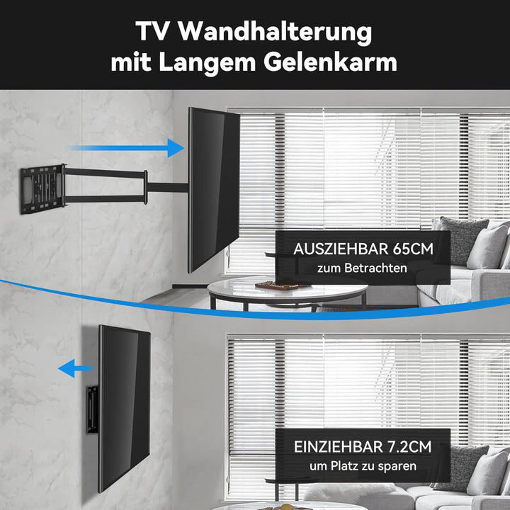 FORGING MOUNT TV Wandhalterung mit Langem Gelenkarm 650mm für 26-65 Zoll Flach & Curved Fernseher, S