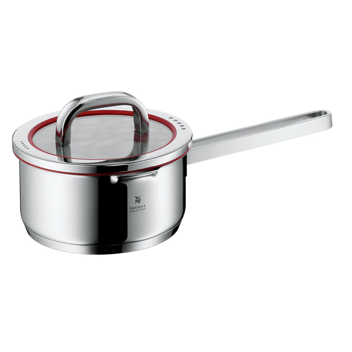 WMF Function 4 Stielkasserolle 16cm, Glasdeckel, Kochtopf klein 1,4l, Milchtopf Induktion, Cromargan