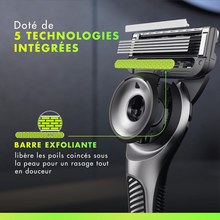 Gillette Labs mit Peelingstange, Rasierer für Herren, 1 Griff – 1 Nachfüllklinge, Black