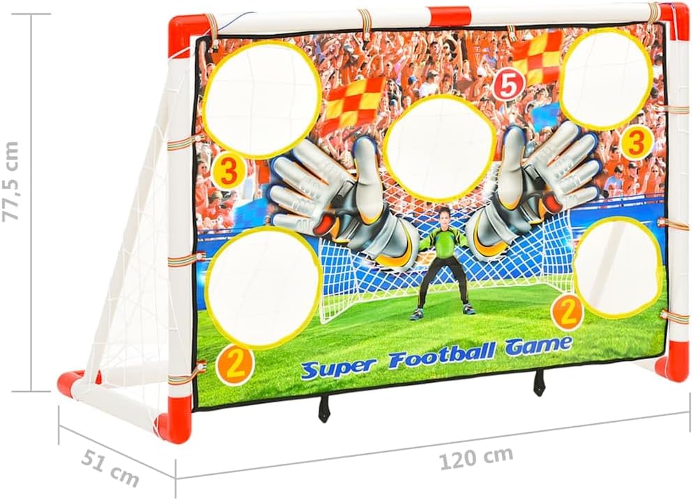 vidaXL Fussballtor Set mit Torwand Fussball Netz Pumpe 4 Erdspiessen Kinder Fussballnetz Fussballtor