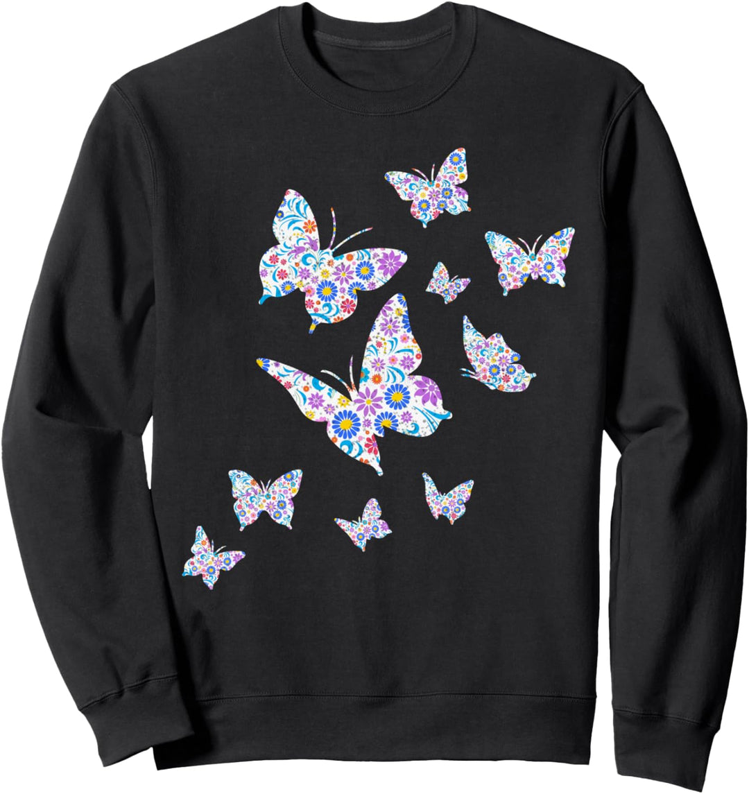 Niedliche Blumen Schmetterlinge Sweatshirt