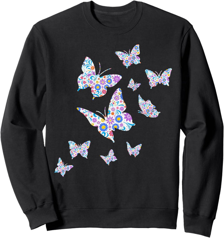 Niedliche Blumen Schmetterlinge Sweatshirt