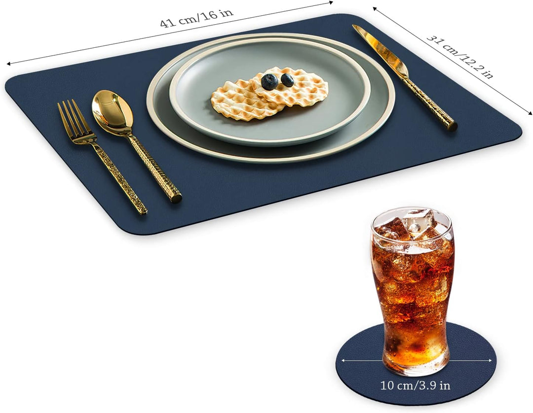 Platzdeckchen-Set, 6 Stück, Platzsets mit Untersetzern, Hitze-Flecken, Kratzfest, rutschfest, wasser