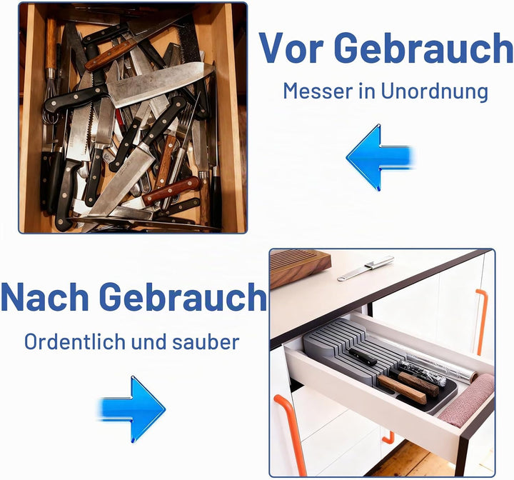 Zweistufiger Messer Organizer Schublade,Bogoro Zweistöckige Messeraufbewahrungsbox,Messerblock Schub