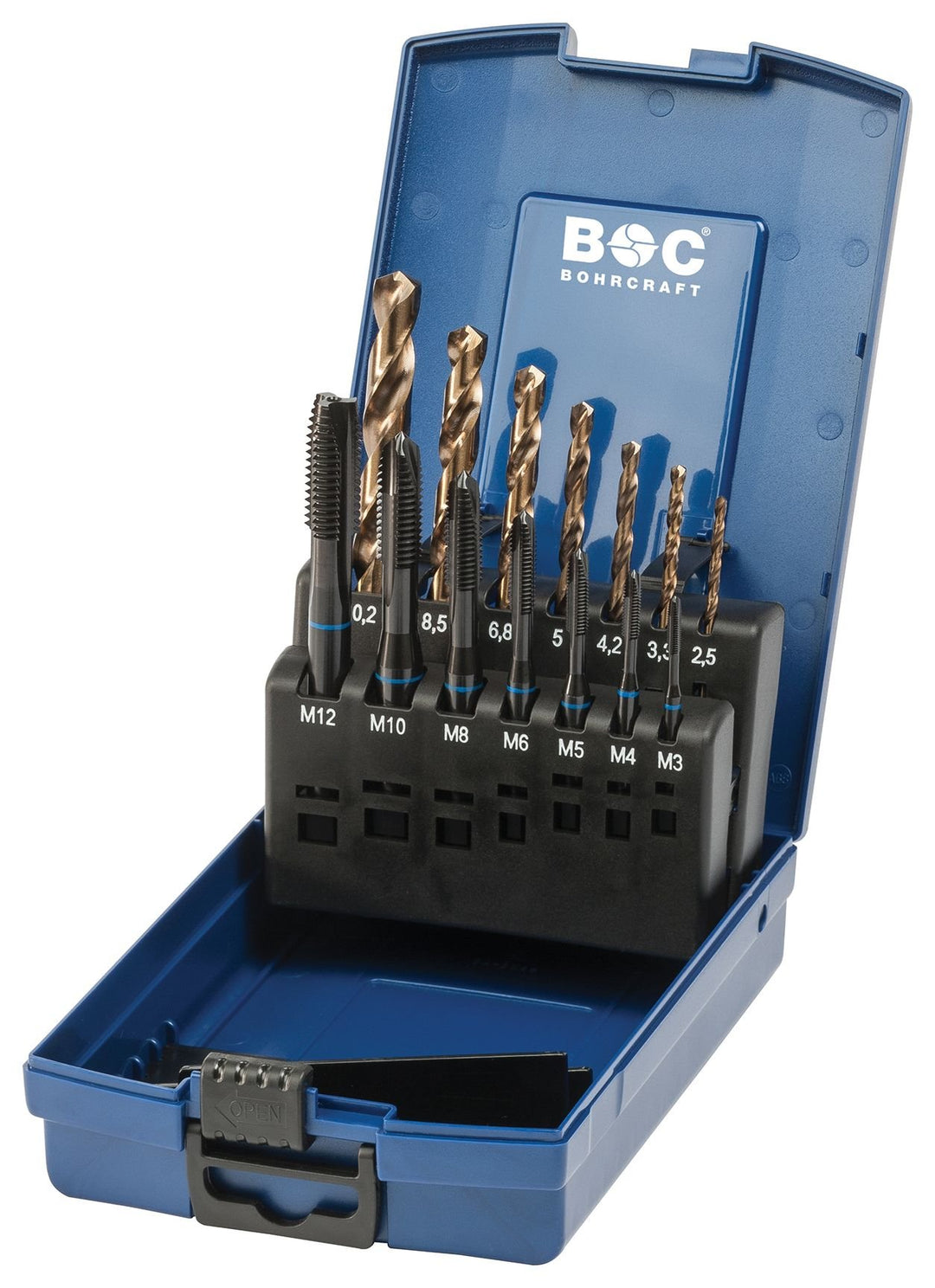 Bohrcraft BLAURING-Maschinengewindebohrer Set HSS-E (Co5) VAP / MGB 14G-K Blauring / M3 - M 12 / 14-