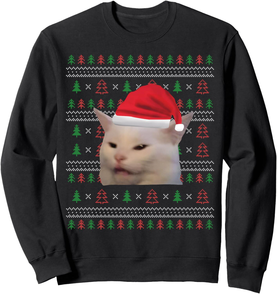 Frau Schreit Katze An Ugly Christmas Sweater Witziger Meme Sweatshirt