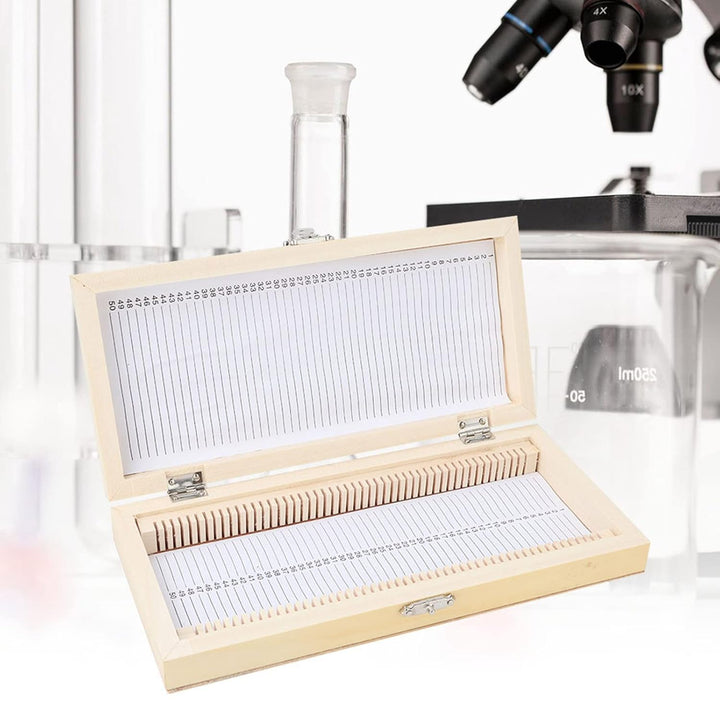 Biology Glass Prepared Microscope Slides Specimens Wooden Slide Storage Box Case for Biology Slice C