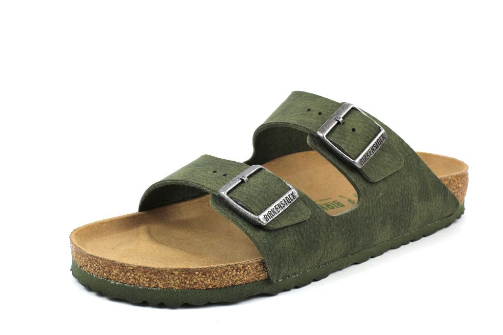 BIRKENSTOCK Arizona Vegan Herren Pantolette 41 EU Schmal Vert Olive, 41 EU Schmal Vert Olive