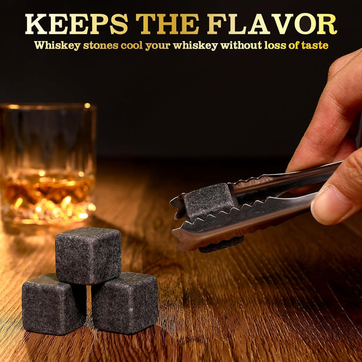 Whisky, Whisky Gläser Set, Whisky Steine Geschenkset, 8 Whiskey Steine & 2 Twisted Whisky Gläser & 2