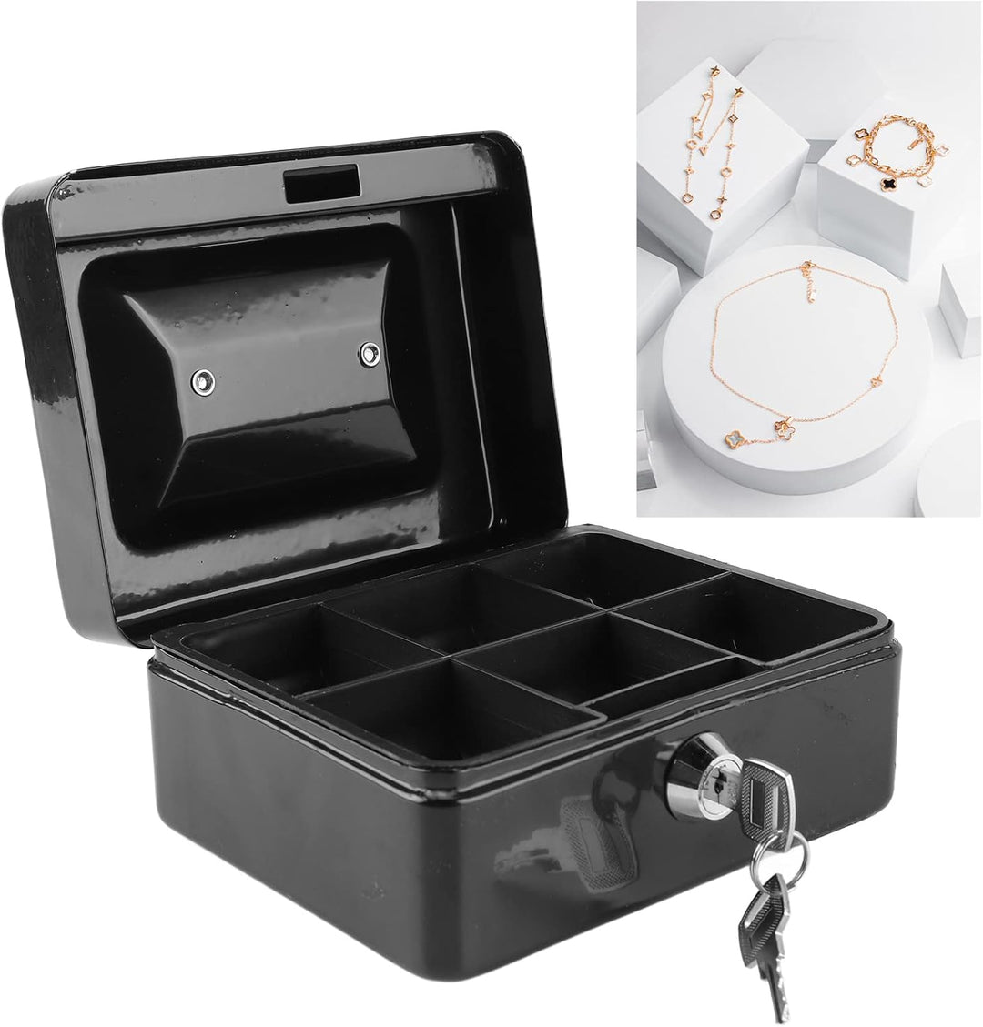 Metall-Sicherheitsbox mit Schlüsselschloss, Feuerfeste Aufbewahrungsbox für Wertsachen, Dokumente, R