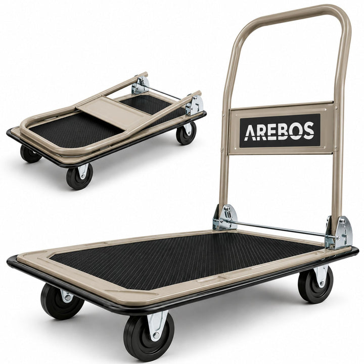 Arebos Plattformwagen Transportwagen Lagerwagen klappbar | 150kg Tragkraft | Lastenwagen | Transport