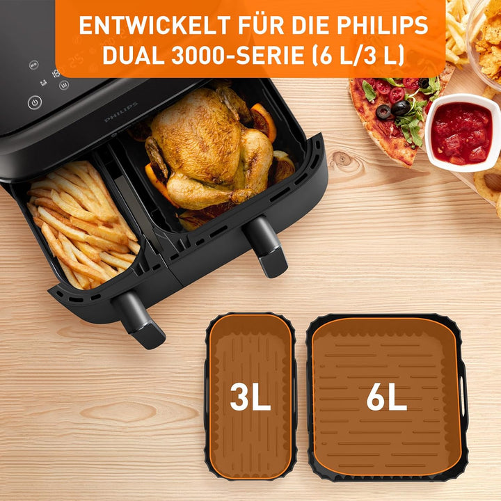 Heissluftfritteuse Zubehör für Philips Dual Basket Airfryer 3000/5000 Serie, Airfryer Zubehör Set fü