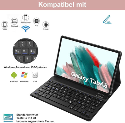 AVNICUD Hülle für Tablet Samsung A8 mit Tastatur - QWERTZ Deutsche Kabelloser Magnetische Abnehmbare